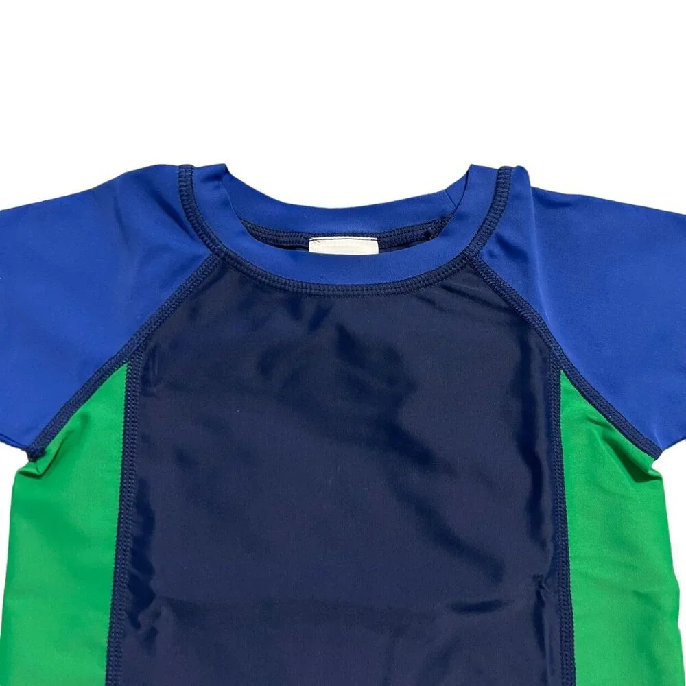 Hanna Andersson Sz 85 (2T) Green Blue Navy Colorblock Rashguard Swim Shirt